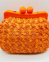 Vane Straw Vintage handbag (Orange) - women's evening clutch