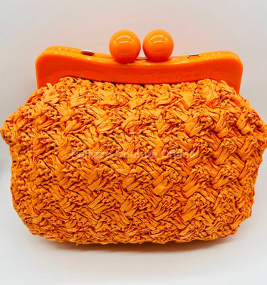 Vane Straw Vintage handbag (Orange) - women's evening clutch