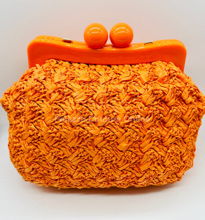 Vane Straw Vintage Handbag (Orange) Hand Bag