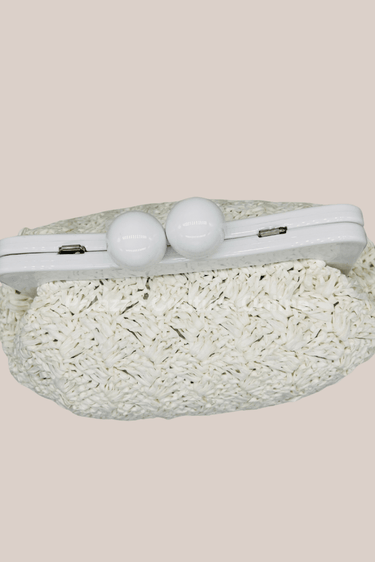 Vane Straw Vintage handbag (White) - Palazzo Couture Online