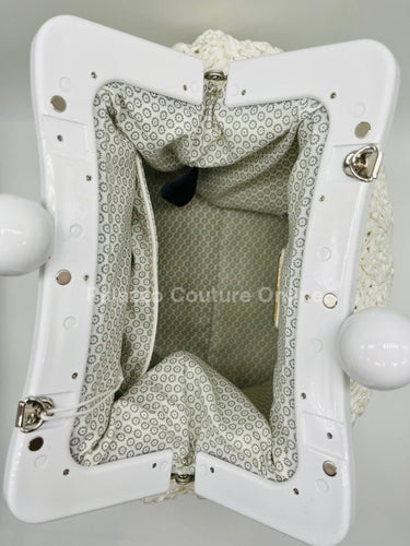 Vane Straw Vintage handbag (White) - Palazzo Couture Online