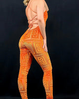 Velvet Mesh Jumpsuit – Next Destination Velvet Mesh Jumpsuit (Orange) - women's one-piece outfit for going out