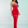 Velvet Radiance Corset Gown Dress (Red) front view showing full-length maxi silhouette