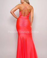 Women's Orange maxi dress elegant style back view