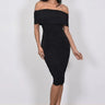 Versatile Charm Convertible Midi Dress (Black) close up detail of convertible design