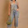 Vintage Lace Charm 2-Piece Denim Pant Set front view showing complete two piece pant set