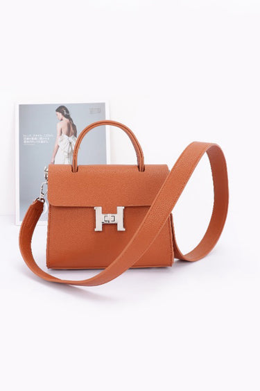 H-Clasp Faux Leather Flap Bag – Structured Top-Handle Crossbody Bag