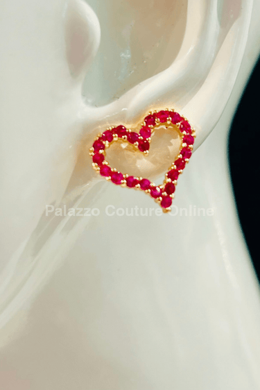 Vivi Heart Earring Studs (Pink) - Palazzo Couture Online