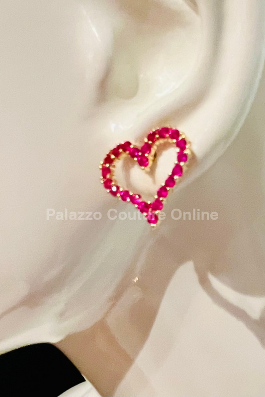 Vivi Heart Earring Studs (Pink) One Size / Gold/Pink Earrings