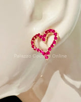 Vivi Heart Earring Studs (Pink) for women - fashion jewelry by Palazzo Couture