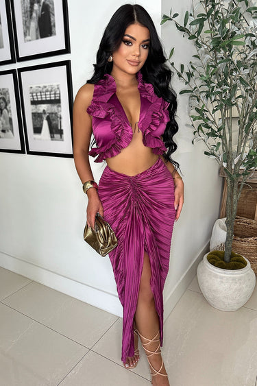 Vixen Skirt Set (Magenta) - Palazzo Couture Online