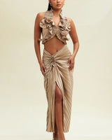 Vixen Skirt Set (Taupe) - Palazzo Couture Online