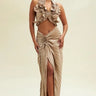 Vixen Skirt Set (Taupe) front view showing complete two piece skirt set