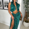 Vixen Skirt Two-Piece Set (Emerald Green) front view showing complete two piece skirt set