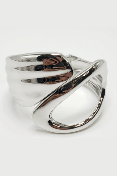 Waves Crashing Cuff Bangle (Silver) - Palazzo Couture Online