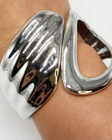 Waves Crashing Cuff Bangle (Silver) - women's statement jewelry