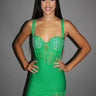 We Belong Together Mini Dress (Green) close up detail of elegant design