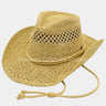 Western Solid Cowboy Hat (Natural) - front view