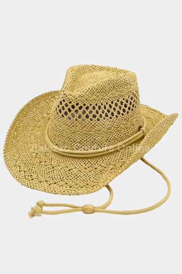 Western Solid Cowboy Hat (Natural) - front view