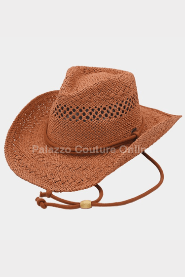 Western Solid Cowboy Hat (Rust) - Palazzo Couture Online