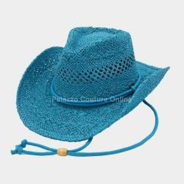 Western Solid Cowboy Hat (Turquoise) - Palazzo Couture Online