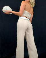 Wheat White Luxe Halter Set - Palazzo Couture Online