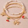 Whimsical Charm 3 piece Bracelet Set Gold Red - Palazzo Couture Online