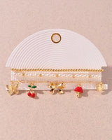 Whimsical Charm 3 piece Bracelet Set Gold Red - Palazzo Couture Online