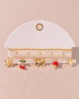 Whimsical Charm 3 piece Bracelet Set Gold Red - trendy women's jewelry