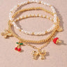 Whimsical Charm 3 piece Bracelet Set Gold Red for women - fashion jewelry by Palazzo Couture