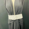 White Elastic Belt with Rhinestone GO Buckle for women - fashion belt by Palazzo Couture