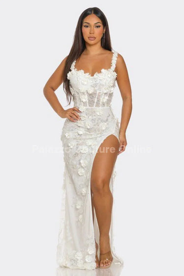 Women's Enchanted Blossom maxi dress sequin style back view