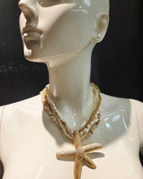 White Gold Layered Starfish Necklace Luxe - women's statement jewelry