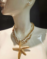 White Gold Layered Starfish Necklace Luxe for women - fashion jewelry by Palazzo Couture