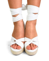 White Olina Wrap Sandals - Summer Ready for women - stylish shoes by Palazzo Couture