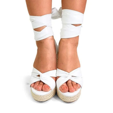 White Olina Wrap Sandals - Summer Ready for women - stylish shoes by Palazzo Couture