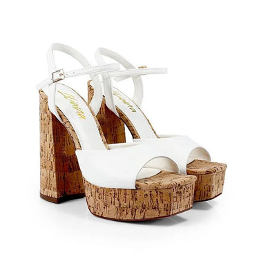 White Platform Wedges with Cork Heel - comfortable summer shoes