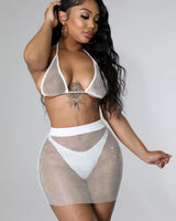 White Two Piece Skirt Set – Sun Dancing Skirt Set (White) front view showing complete two piece skirt set
