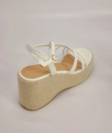 White Wedge Sandals with Adjustable Strap - trendy women's footwear