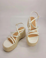 White Wedge Sandals with Adjustable Strap - comfortable summer shoes