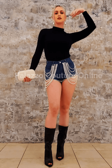 Whitin a Dream Denim Shorts - Palazzo Couture Online