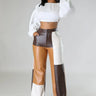 Wide Leg Faux Leather Cargo Pants – Hate To See You Go Pants front view showing pants fit and silhouette