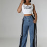 Elegant  wide leg jeans styled for going out look