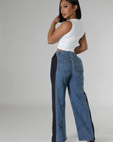 Wide Leg Pants Track with Elastic Waistband showing waistband and wide leg design details