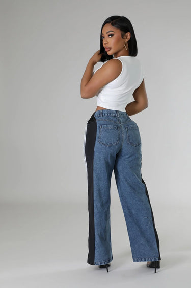 Wide Leg Pants Track with Elastic Waistband showing waistband and wide leg design details