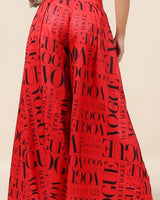 Custom Red Vogue Print Graphic Palazzo Pants - view 2