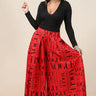 Custom Red Vogue Print Graphic Palazzo Pants - front view