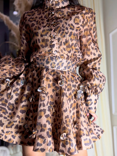 Wild Allure Sheer Leopard skirt Dress - Palazzo Couture Online