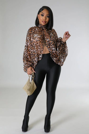 animal print flowing chiffon blouse side