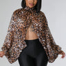 leopard chiffon top long sleeves front view